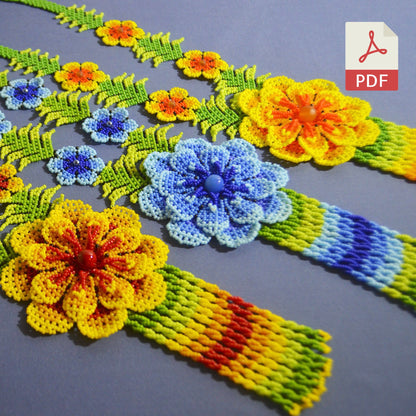 3 PDF Tutorials + Patterns Necklace «FIELD FLOWER»